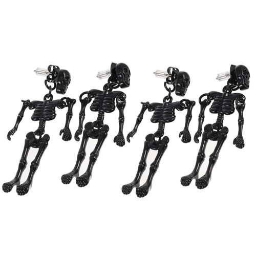 Frcolor 2 Pair Exquisite Universal Ear Jewelries Cool Attractive Earrings (black)