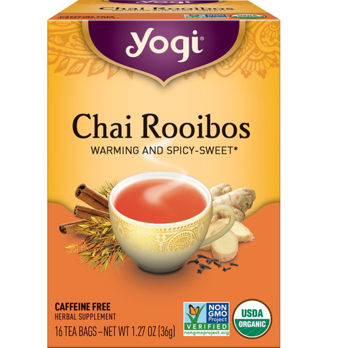 Yogi Tea Chai Rooibos, Caffeine-free Organic Herbal Tea, Wellness Tea Bags, 1 Box Of 16