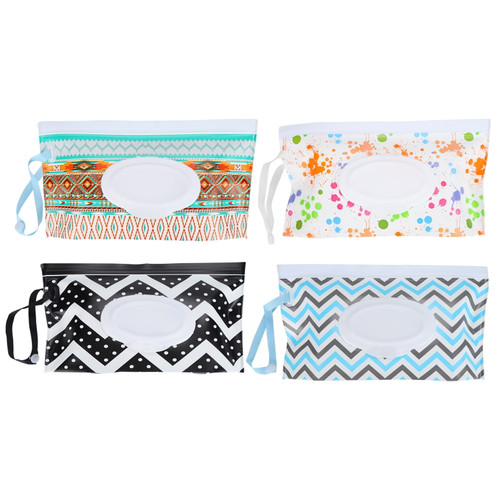 Refillable Wet Wipe Holder, Oval Mouth Lanyard Zipper Wet Wipe Dispenser Bag  For Kitchens For Bathrooms For Baby Rooms