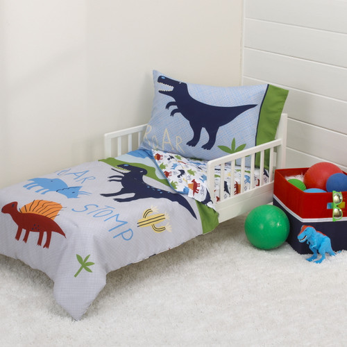 Parent's Choice 4-piece Toddler Bedding Set, Blue, Green, Dino
