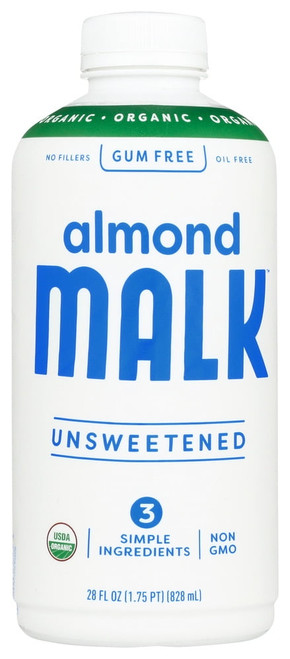 Malk Organics Unsweetened Almond Milk, 28oz, (pack Of 6)