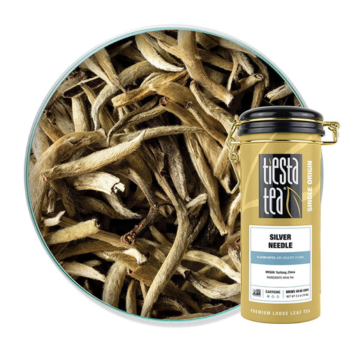 Tiesta Tea Silver Needle White Tea, Loose Leaf White Tea, 2.5 Oz Tin