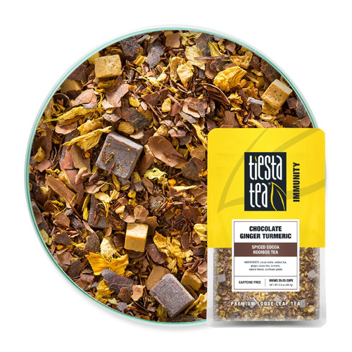 Tiesta Tea Chocolate Ginger Turmeric, Spiced Cocoa Loose Leaf Rooibos Tea, 2 Oz
