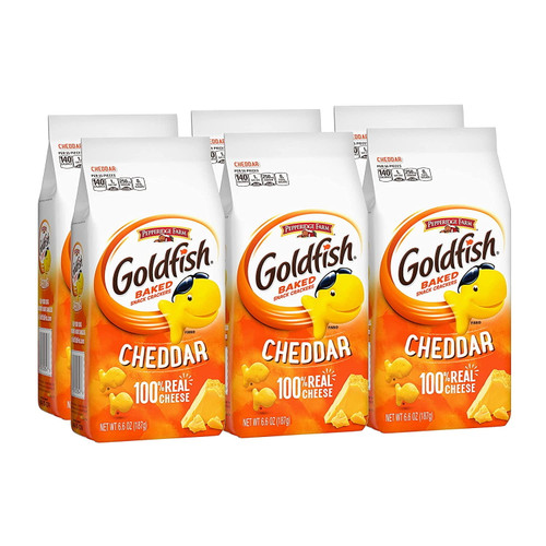 Pepperidge Farm Goldfish Cheddar Crackers, Snack Crackers, 6.6 Oz. Bag, 6 Count Box