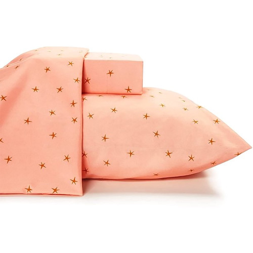 Twin Size Bed Sheet Sets With Deep Pockets In Star Print On Pink - 3 Pieces Bedding Set For Kids And Newborns - 1500 Tc Microfiber, Ultra Soft, Wrinkle Resistant And Breathable