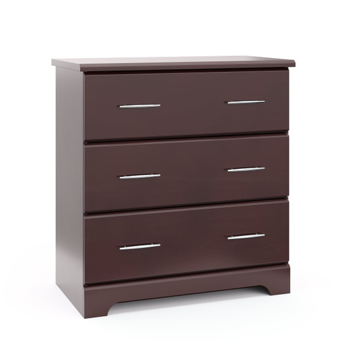 Storkcraft Brookside 3 Drawer Modern Vertical Dresser Espresso Finish