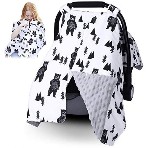 Infant Car Seat Canopy For Baby Boys Or Girls - 2 In 1 Car Seat Covers For Babies - Nurisng Cover Up For New Mom - Super Warm Baby Carrier Cover