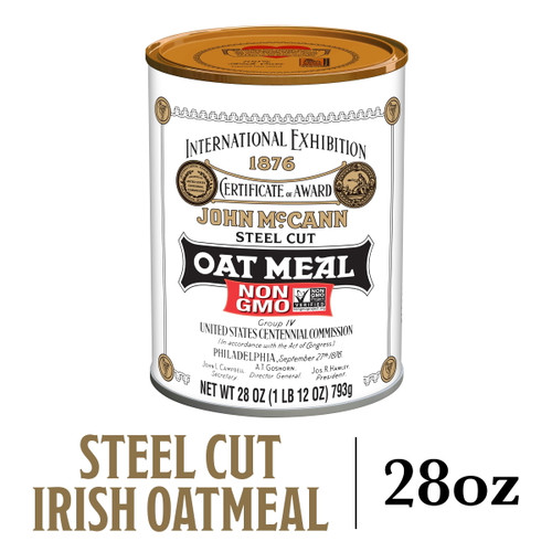 Mccann's, Imported Steel Cut Irish Oatmeal, Non-gmo Project Verified Oatmeal, Kosher, 28 Oz Tin