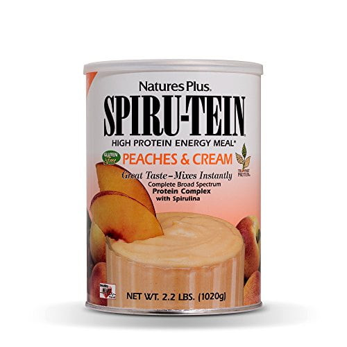 Naturesplus Spiru-tein Shake - Peaches & Cream Flavor - 2.2 Lbs, Spirulina Protein Powder - Plant Based Meal Replacement, Vitamins & Minerals For Energy - Vegetarian, Gluten-free - 30 Servin