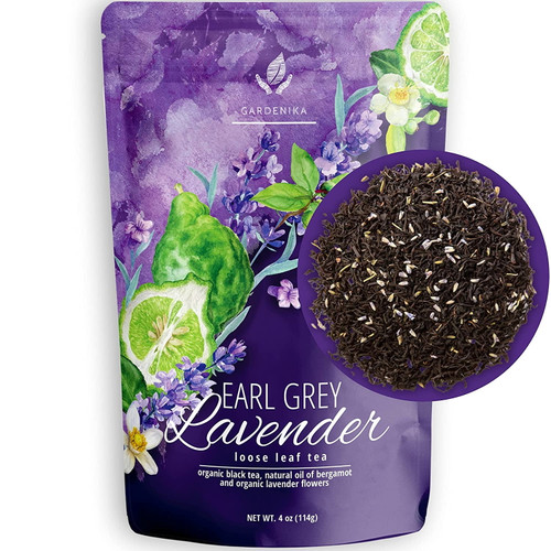 Gardenika Earl Grey Lavender Loose Leaf Black Tea With Bergamot Oil, Usda Organic, Kosher - 4 Oz