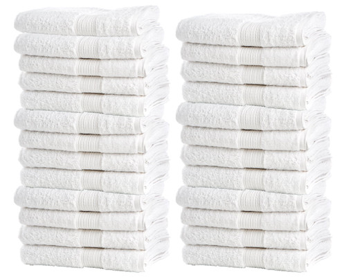 Living Fashions Bulk Spa White Wash Cloths 24 Pk - 12” X 12” – Thick Loop Pile Face Towels And Washcloths