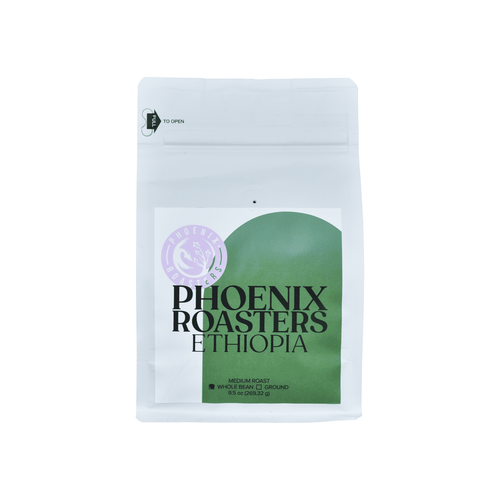 Phoenix Roasters - Ethiopian Organic, Whole Bean Coffee, Medium Roast, 9oz