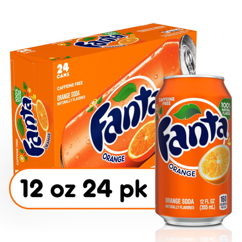 Fanta Orange Soda Fruit Flavored Soft Drink, 12 Fl Oz, 24 Pack