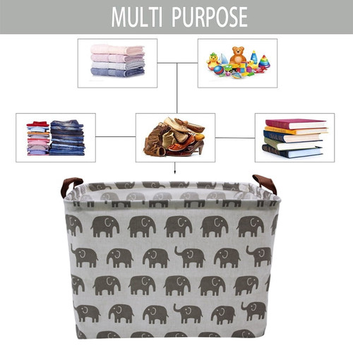 Rectangular Storage Basket - Large Sized Storage Baskets With Handle, Collapsible & Convenient Home Organizer Containers For Kids Toys, Baby Clothing ( )