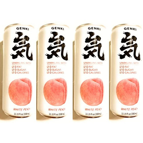 4 Cans Genki Forest Sparkling Water With Peach Flavor (11.15 Fl Oz Each)