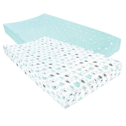 Luvable Friends Unisex Baby Fitted Changing Pad Cover, Boy Basic Elephant, One Size