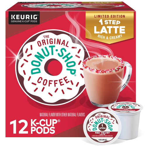 The Original Donut Shop One-step Red Velvet Latte, Keurig Single Serve K-cup Pods, 12 Count