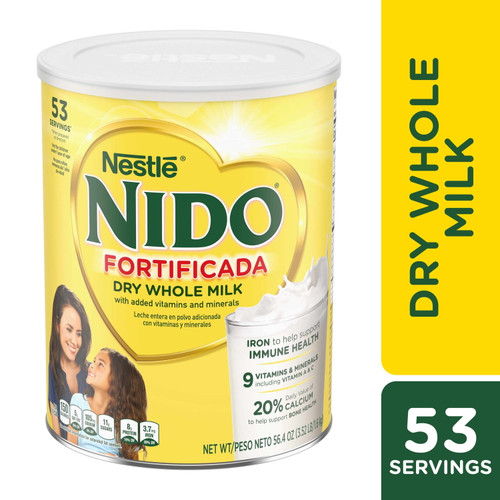 Nestle Nido Fortificada Powdered Drink Mix, Dry Whole Milk Powder, 56.4 Oz