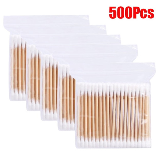 Dicasser Cotton Swabs 500 Count Double Round Tips | Biodegradable & Organic Wooden Qtips Cotton Swabs For Ears | Comfortable And Soft | Natural Cotton Buds | 3.0 Inch