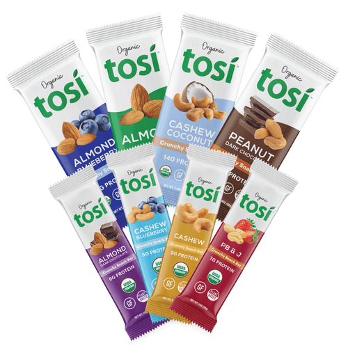 Tosi Superbites, Gluten-free Snack Bars, 8 Flavor Sampler, Vegan, Organic, 8 Bars