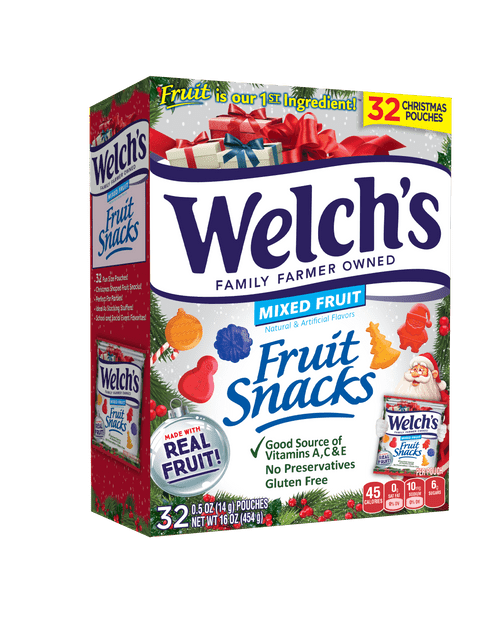 Welch's Holiday Fruit Snacks, Mixed Fruit, 0.5oz, 32 Count