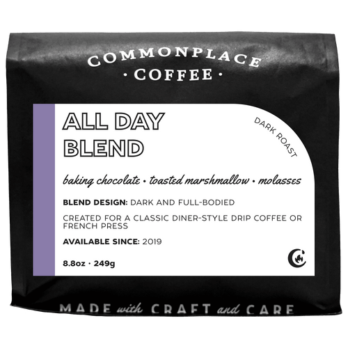 Commonplace Coffee - All Day, Whole Bean, Dark Roast, 8.8oz