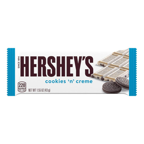 Hershey's, Cookies 'n' Creme Candy, Individually Wrapped, 1.55 Oz, Bar
