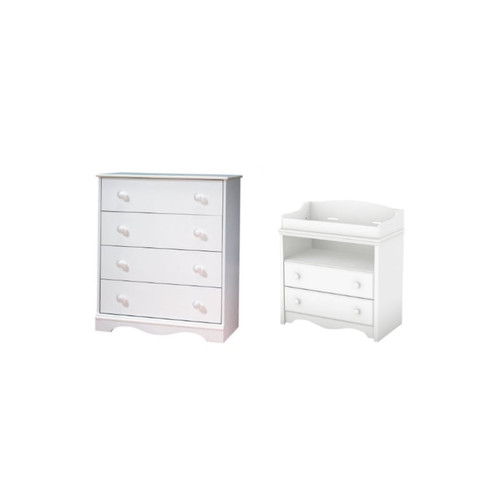 South Shore Angel 4-drawer Chest And 2-drawer Changing Table Set In Pure White