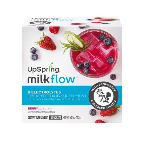 Upspring Milkflow Breastfeeding Supplement With Electrolytes, Berry Flavor, 16 Ct