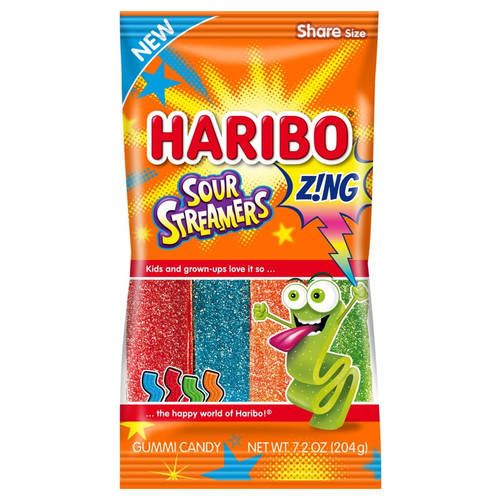 Haribo Sour Streamers Gummi Candy, Pack Of 1 7.2oz Peg Bag