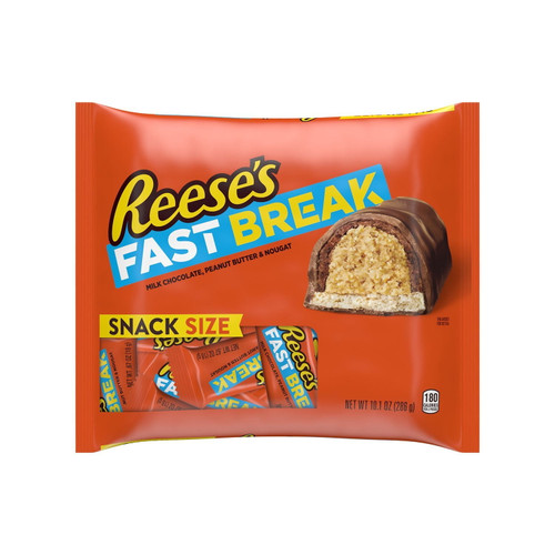 Reese's, Fast Break Milk Chocolate, Peanut Butter And Nougat Snack Size Candy Bars, Gluten Free, Individually Wrapped, 10.1 Oz, Bag