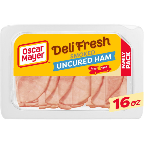 Oscar Mayer Deli Fresh Smoked Uncured Sliced Ham Deli Lunch Meat Family Size, 16 Oz Package