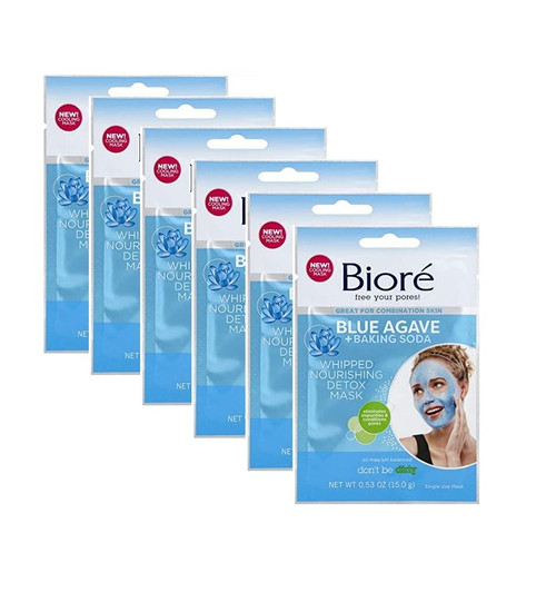 Biore 2-step Face Por Kit Detox Mask (blue Agave Baking Soda, 6 Pack)