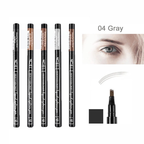 Eyebrow Pen Fork 4 Tips Tattoo Long Last 4d Makeup Waterproof Eyebrow Pencil - Gray