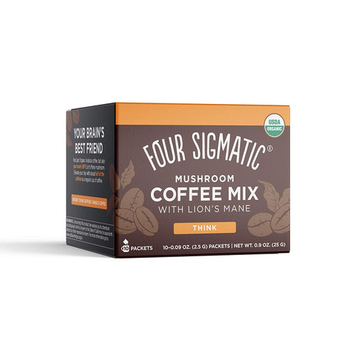 Mushroom Coffee By Four Sigmatic, Organic And Fair Trade Instant Coffee With Lions Mane, Chaga, & Mushroom Powder, Focus & Immune Support, 10 Count