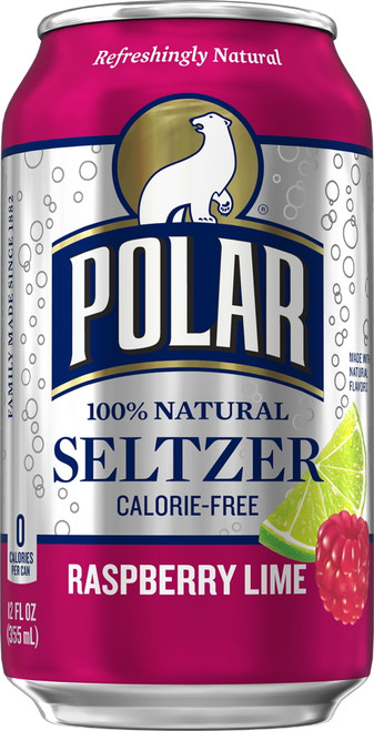 Polar Seltzer Water, Raspberry Lime, 12 Fl Oz, 24 Count