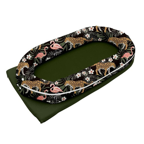 Bitsy Boo Baby Nest Co-sleeping Lounger Cotton & Breathable Fiberfill Portable Adjustable Newborn Crib Bassinet Jungle