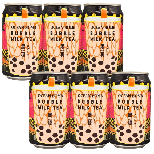 Ocean Bomb Bubble Milk Tea - Brown And Black Sugar Milk Tea With Boba | Delicious Milk Tea Real Bubble Instant Drink | Ready To Drink In A Can | Canned Original Taste Milk Tea - 315ml（pack Of 6）
