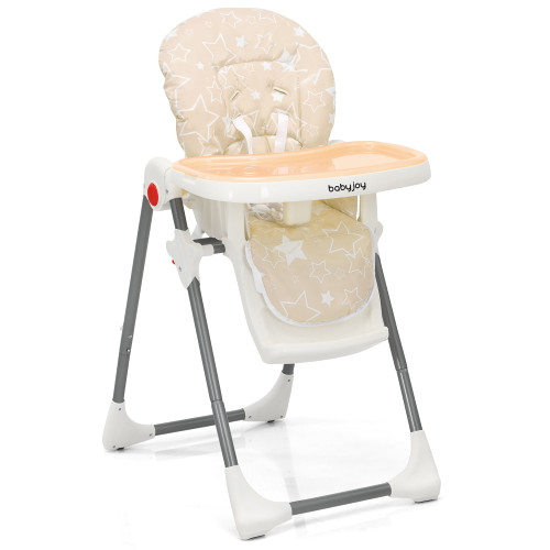Babyjoy Folding Baby High Chair Dining Chair W/ 6-level Height Adjustment Beige