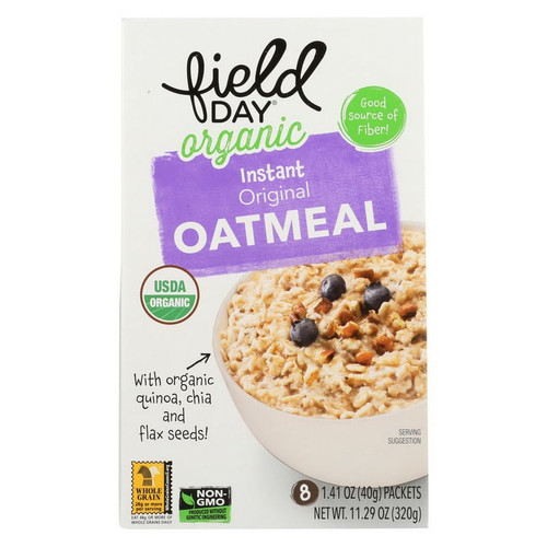 Field Day Organic Instant Original Oatmeal - Oatmeal - Case Of 6 - 11.29 Oz.