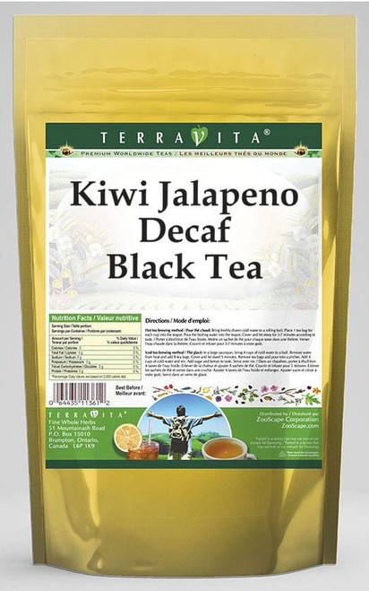 Terravita Kiwi Jalapeno Decaf Black Tea, (kiwi Jalapeno Decaf, Black Tea Bags, 25 Tea Bags, 1-pack, Zin: 546036)