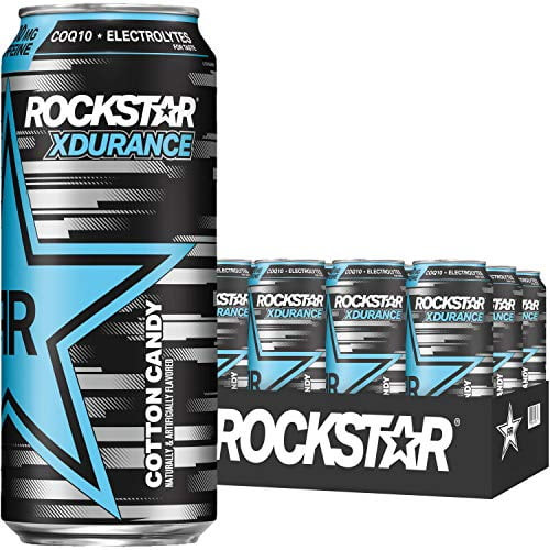 Rockstar Xdurance Energy Drink, Cotton Candy, 16oz 12 Pack