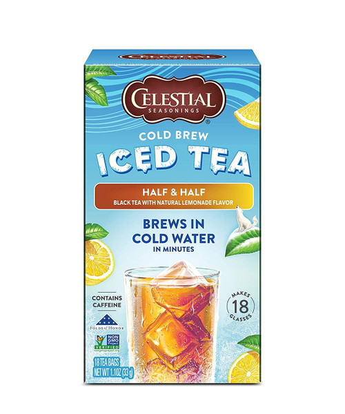 Celestial Seasonings Cold Brew Iced Tea, Half And Half Iced Back Tea And Lemonade, Contains Caffeine, 18 Tea Bags Per Bag (pack Of 6)