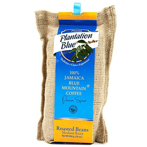 Jamaican Blue Mountain Coffee Beans - 100% Fresh Plantation Blue Mountain Coffee, Medium Roasted Whole Beans - 16 Ounces (1lb)