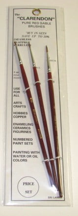 Solo Brush: 00,1,3 Clarendon Red Sable Brushes (3)