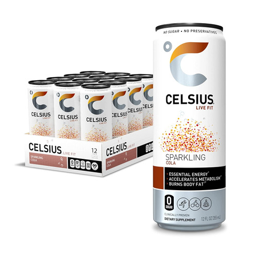 Celsius Essential Energy Drink 12 Fl Oz, Sparkling Cola (pack Of 12)