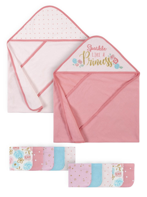 Gerber Baby Girl Hooded Towels & Washcloths Set, 12-piece