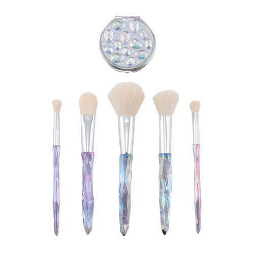 Candie Couture Cosmetic Brush And Mirror Set 6pc