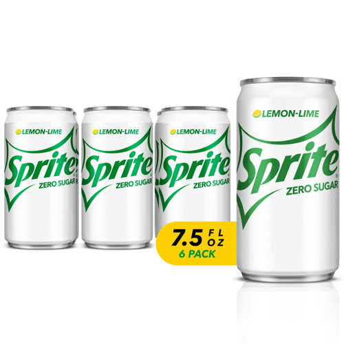 Sprite Zero Sugar Lemon Lime Diet Soda Pop Soft Drinks, 7.5 Fl Oz, 6 Pack