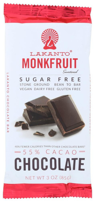 Lakanto 55% Cacao Sugar Free Monkfruit Chocolate Bar, 3 Oz (pack Of 8)